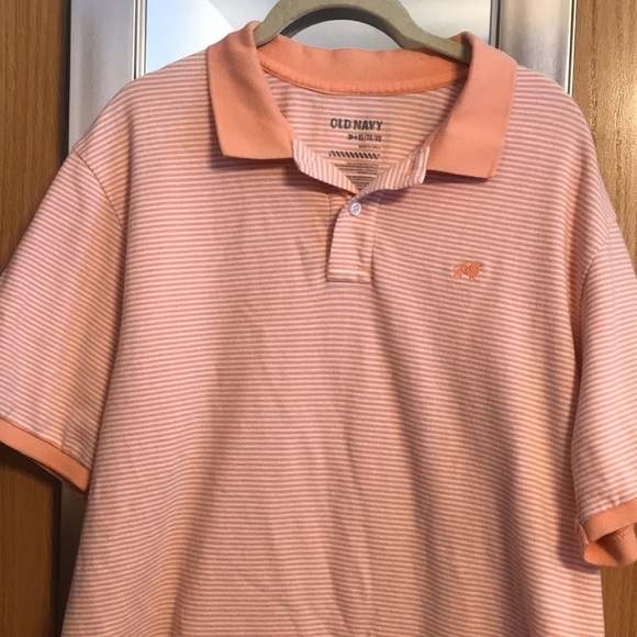 Orange and white striped polo shirt.  Old Navy size XL with chest emblem - Picture 2 of 8